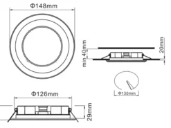 Runde LED Deckeneinbaustrahler 2er Set in Weiß matt Ø 14,8cm
