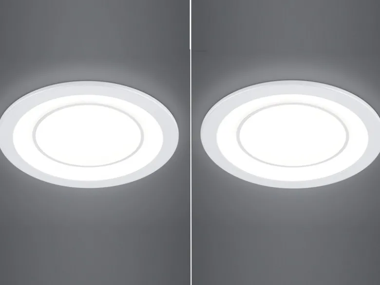 Runde LED Deckeneinbaustrahler 2er Set in Weiß matt Ø 14,8cm