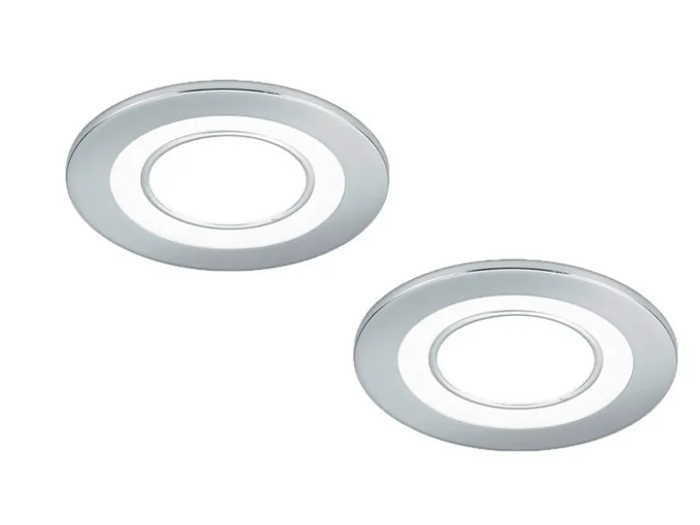 Runde LED Deckeneinbaustrahler 2er Set in Silber Chromfarben Ø 8,2cm