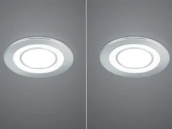 Runde LED Deckeneinbaustrahler 2er Set in Silber Chromfarben Ø 8,2cm
