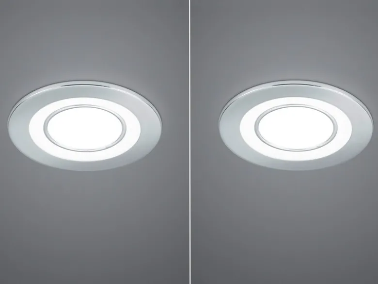 Runde LED Deckeneinbaustrahler 2er Set in Silber Chromfarben Ø 8,2cm