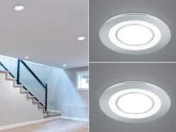 Runde LED Deckeneinbaustrahler 2er Set in Silber Chromfarben Ø 8,2cm