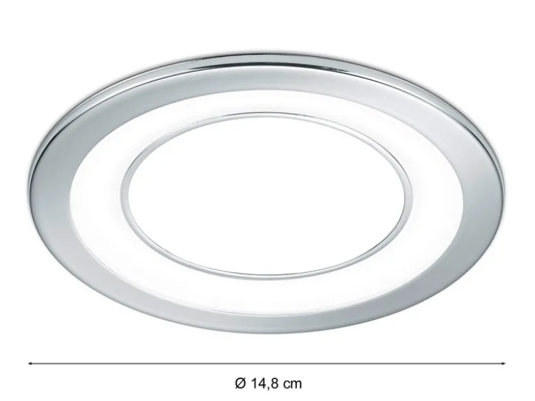 Runde LED Deckeneinbaustrahler 2er Set in Silber Chromfarben Ø 14,8cm