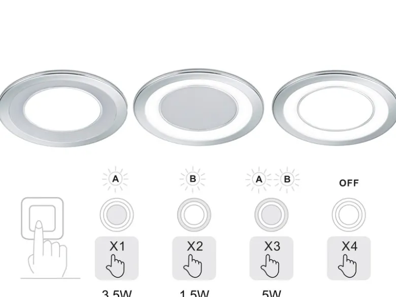 Runde LED Deckeneinbaustrahler 2er Set in Silber Chromfarben Ø 14,8cm