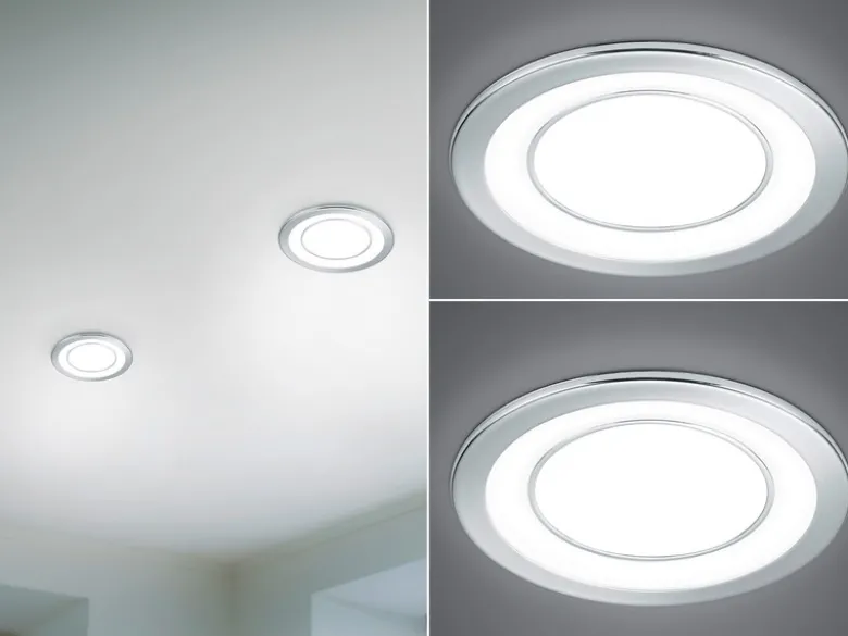 Runde LED Deckeneinbaustrahler 2er Set in Silber Chromfarben Ø 14,8cm