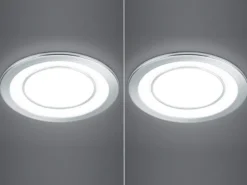 Runde LED Deckeneinbaustrahler 2er Set in Silber Chromfarben Ø 14,8cm