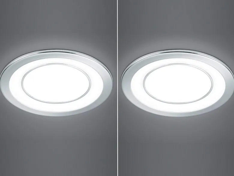 Runde LED Deckeneinbaustrahler 2er Set in Silber Chromfarben Ø 14,8cm