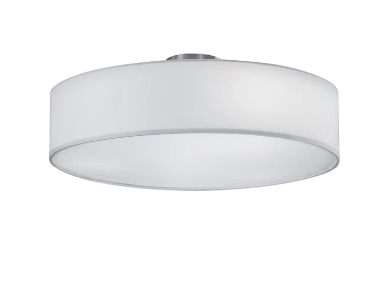 Runde LED Deckenleuchte mit Stoffschirm in Weiß Ø 50cm