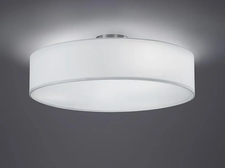 Runde LED Deckenleuchte mit Stoffschirm in Weiß Ø 50cm