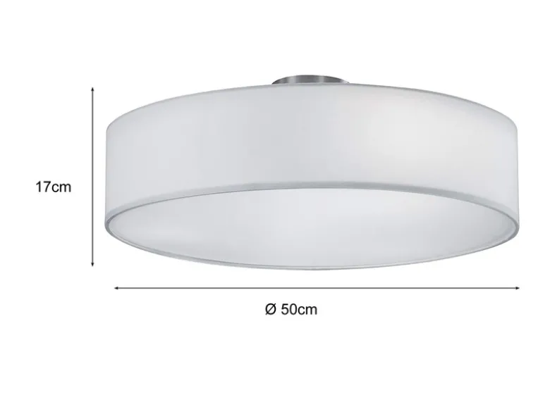 Runde LED Deckenleuchte mit Stoffschirm in Weiß Ø 50cm