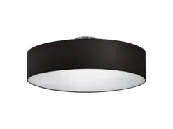 Runde LED Deckenleuchte mit Stoffschirm in Schwarz Ø 50cm