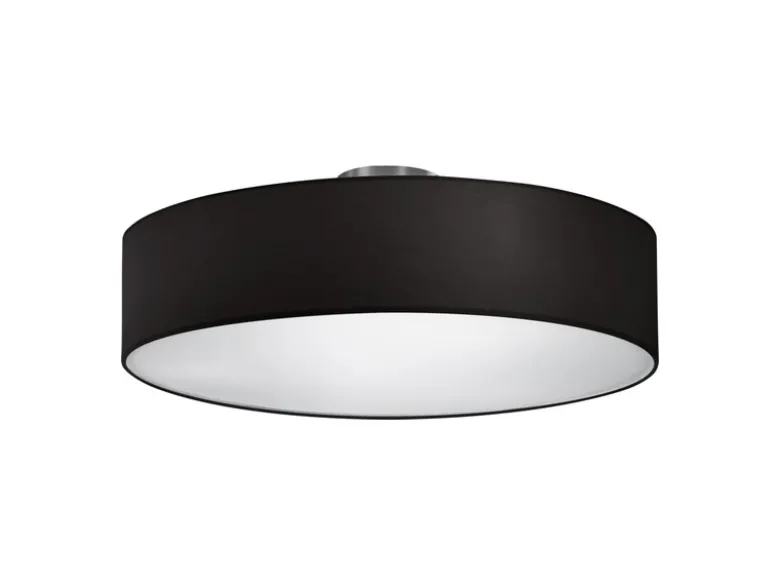 Runde LED Deckenleuchte mit Stoffschirm in Schwarz Ø 50cm
