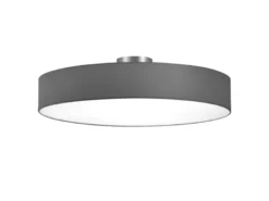 Runde LED Deckenleuchte mit Stoffschirm in Grau, Ø 65cm