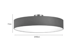 Runde LED Deckenleuchte mit Stoffschirm in Grau, Ø 65cm