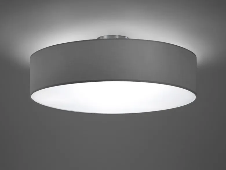 Runde LED Deckenleuchte mit Stoffschirm in Grau, Ø 50cm
