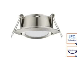 Runde LED Einbaustrahler RILA Decke 3er Set Spot schwenkbar Nickel matt 5 Watt