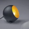 Runde LED Tischleuchte Retro aus Metall in Schwarz matt & innen Gold, Höhe 16cm