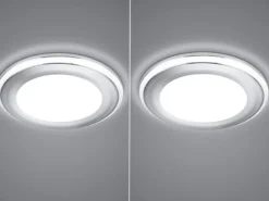 Runder LED Deckeneinbaustrahler 2er Set in Silber Chromfarben Ø 14,8cm