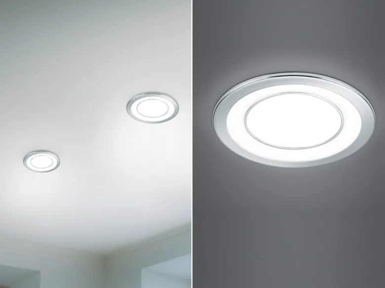 Runder LED Deckeneinbaustrahler CORE in Silber Chromfarben Ø 14,8cm