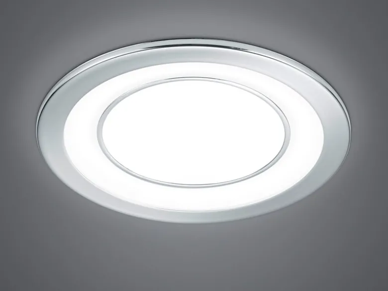 Runder LED Deckeneinbaustrahler CORE in Silber Chromfarben Ø 14,8cm
