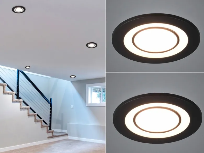 Runder LED Deckeneinbaustrahler 2er Set in Schwarz matt Ø 8,2cm