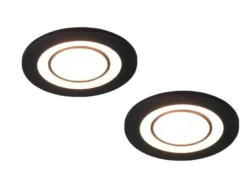 Runder LED Deckeneinbaustrahler 2er Set in Schwarz matt Ø 8,2cm