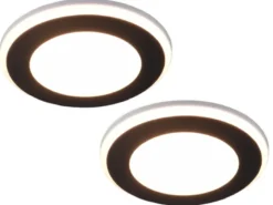 Runder LED Deckeneinbaustrahler 2er Set in Schwarz matt Ø 14,8cm