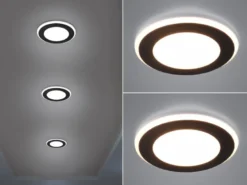 Runder LED Deckeneinbaustrahler 2er Set in Schwarz matt Ø 14,8cm