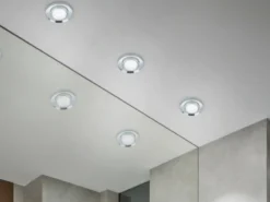 Runder LED Deckeneinbaustrahler in Silber Chrom mit Kristallglas Ø 9cm