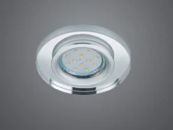 Runder LED Deckeneinbaustrahler in Silber Chrom mit Kristallglas Ø 9cm