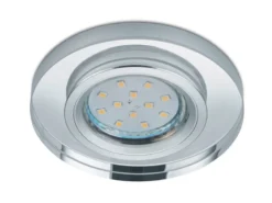Runder LED Deckeneinbaustrahler in Silber Chrom mit Kristallglas Ø 9cm