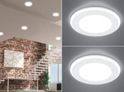 Runder LED Deckeneinbaustrahler 2er Set in Weiß matt Ø 14,8cm