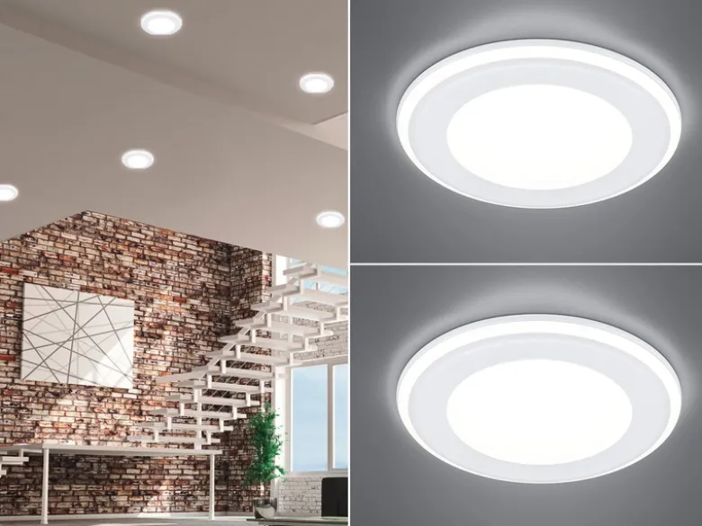 Runder LED Deckeneinbaustrahler 2er Set in Weiß matt Ø 14,8cm