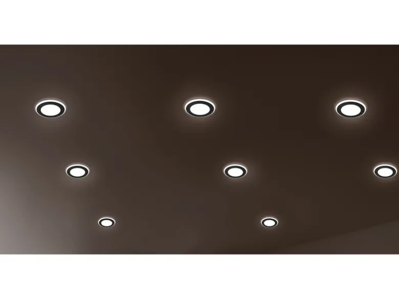 Runder LED Deckeneinbaustrahler 2er Set Schwarz matt Ø 8,2cm