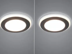 Runder LED Deckeneinbaustrahler 2er Set Schwarz matt Ø 8,2cm