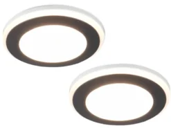 Runder LED Deckeneinbaustrahler 2er Set Schwarz matt Ø 8,2cm