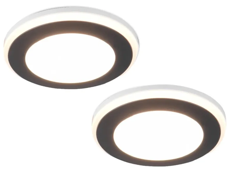 Runder LED Deckeneinbaustrahler 2er Set Schwarz matt Ø 8,2cm