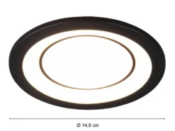 Runder LED Deckeneinbaustrahler 2er Set in Schwarz matt Ø 14,8cm