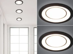 Runder LED Deckeneinbaustrahler 2er Set in Schwarz matt Ø 14,8cm