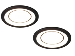 Runder LED Deckeneinbaustrahler 2er Set in Schwarz matt Ø 14,8cm