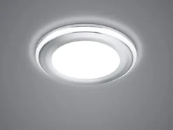 Runder LED Deckeneinbaustrahler AURA Silber Chromfarben Ø 8,2cm