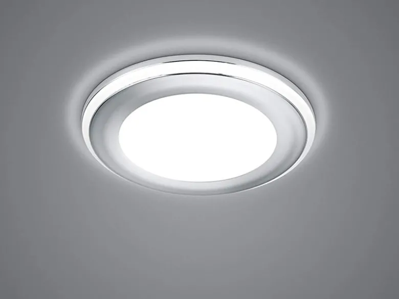 Runder LED Deckeneinbaustrahler AURA Silber Chromfarben Ø 8,2cm