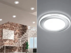 Runder LED Deckeneinbaustrahler AURA Silber Chromfarben Ø 14,8cm