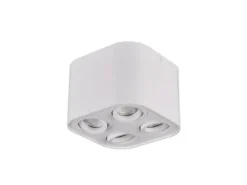 Runder LED Deckenstrahler mit vier schwenkbaren Spots, weiß matt
