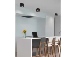 Runder LED Deckenstrahler mit vier schwenkbaren Spots, weiß matt
