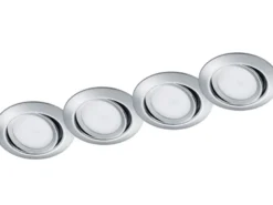 Runder LED Einbaustrahler Decke im 4er Set schwenkbar Chrom glänzend 5 Watt