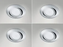 Runder LED Einbaustrahler Decke im 4er Set schwenkbar Chrom glänzend 5 Watt