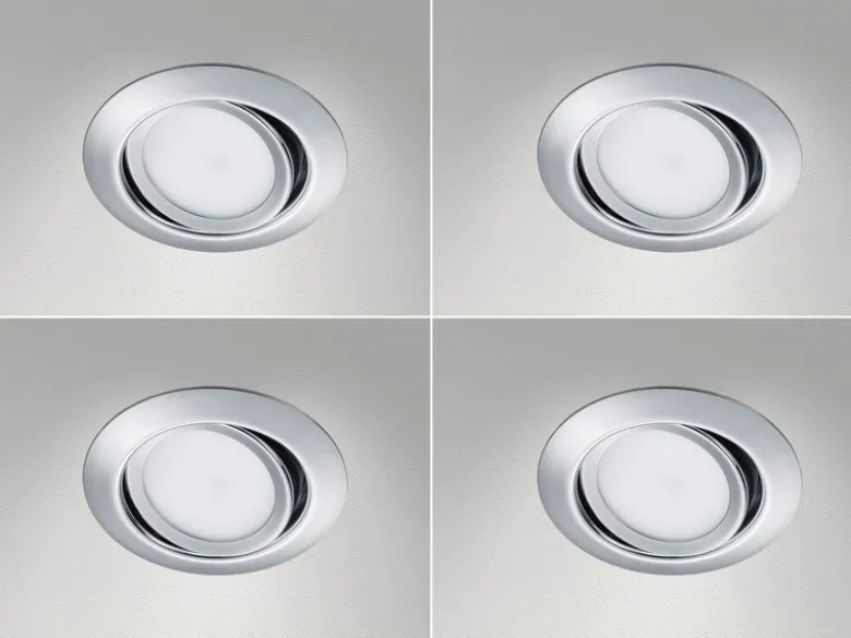 Runder LED Einbaustrahler Decke im 4er Set schwenkbar Chrom glänzend 5 Watt