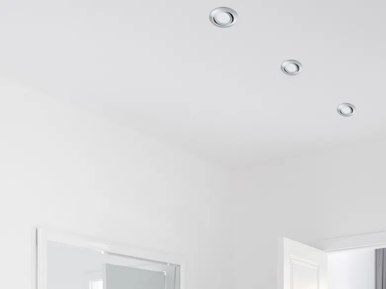 Runder LED Einbaustrahler Decke im 4er Set schwenkbar Chrom glänzend 5 Watt