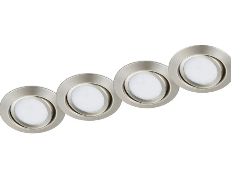 Runder LED Einbaustrahler Decke im 4er Set schwenkbar Silber matt 5 Watt